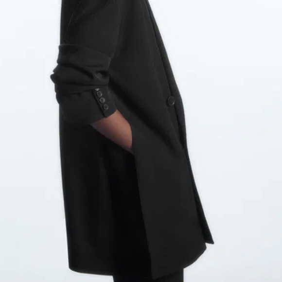 COS Oversized Black Draped Double-Breasted Blazer - Size Small/Medium/Large - Picture 5 of 12